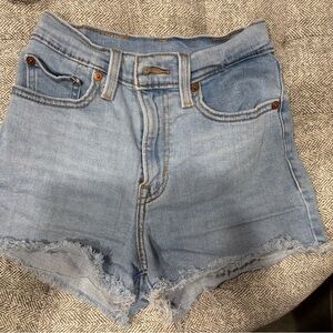 Levi's Light Blue Jean Shorts with Frayed Hem